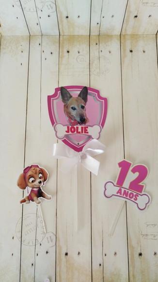 Topper para Bolo Aniversário Pet Cachorro Skye