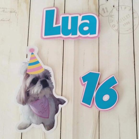 Topper para Bolo e Docinhos Cachorro Lua