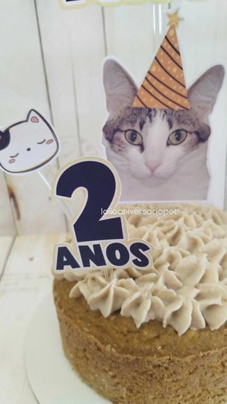 Topper para Bolo Aniversário Pet Gato Mimo
