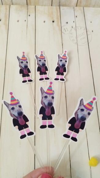 Topper para Docinhos Aniversário Cachorro com Foto 20un
