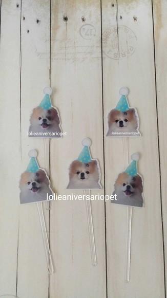Topper para Docinhos Cachorro com Foto e Chapéu 20un