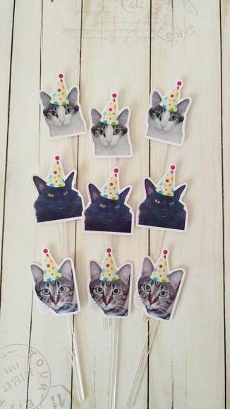 Topper para Docinhos Pet Gato com Foto 30 Unid