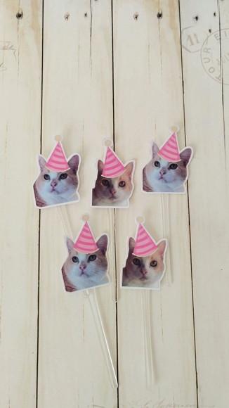 Topper para Docinhos Pet Gato com Foto 30 Unid