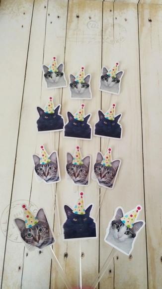 Topper para Docinhos Pet Gato com Foto 30 Unid