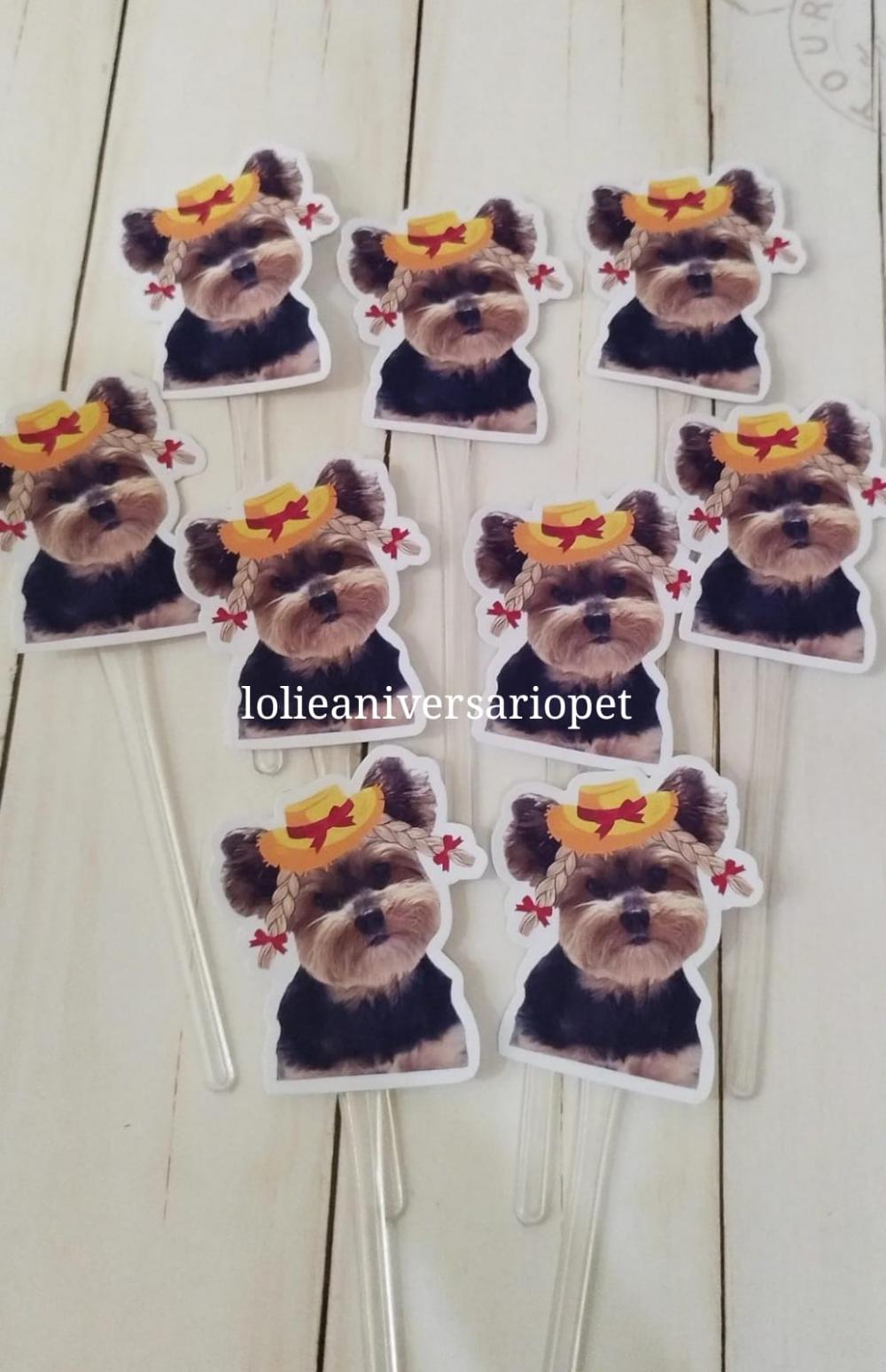 Topper para Docinhos Festa Junina Cachorro com Chapeuzinho