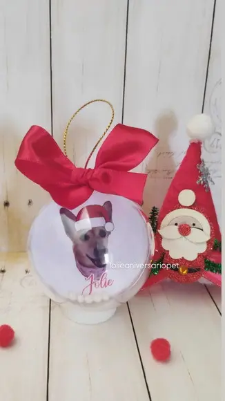 Esfera Bolinha de Natal com Foto Carinha Pet Cachorro