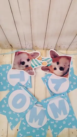 Kit Bandeirola, Topper e Chapeuzinho Aniversário Cachorro