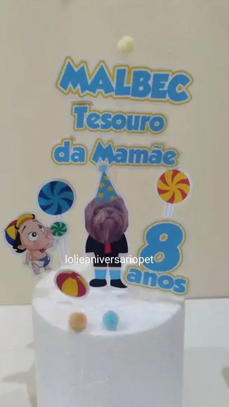 Kit Chapeuzinho e Topper para Bolo Aniversário Cachorro