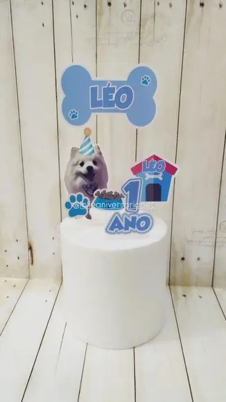 Kit Bandeirola, Topper e Chapeuzinho Aniversário Cachorro