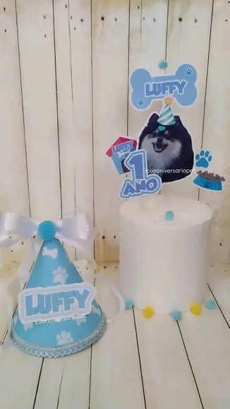 Kit Chapeuzinho e Topper para Bolo Aniversário Cachorro