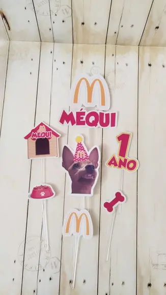 Kit Chapeuzinho e Topper para Bolo Aniversário Cachorro