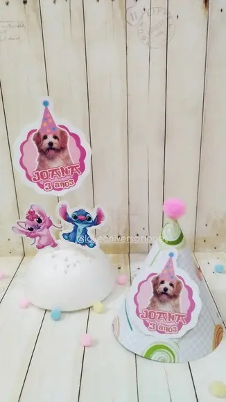 Kit Chapeuzinho e Topper para Bolo Aniversário Cachorro