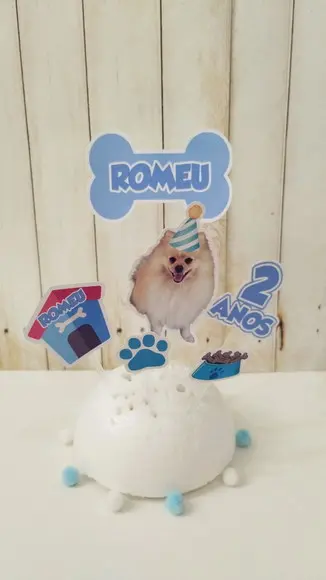 Kit Chapeuzinho e Topper para Bolo Aniversário Cachorro