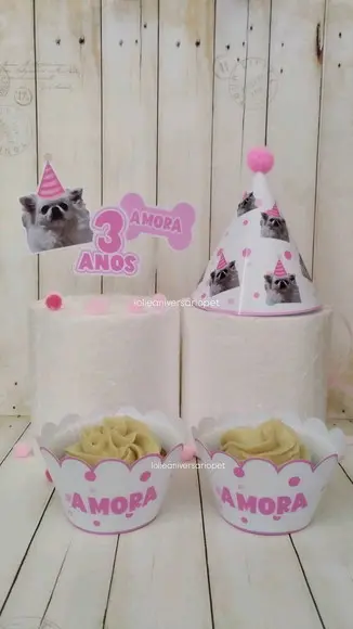 Kit Cupcake e Chapeuzinho Aniversário Cachorro