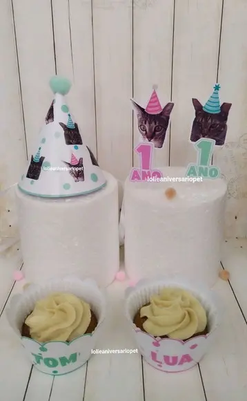 Kit Cupcake e Chapeuzinho Aniversário Gato