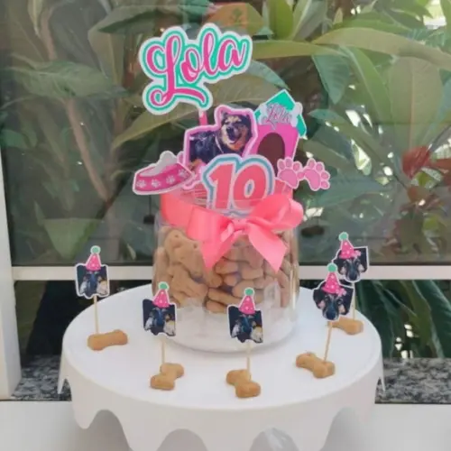 Topper para Bolo Aniversário Pet Cachorro Lola