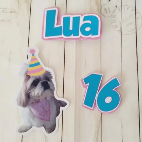 Topper para Bolo e Docinhos Cachorro Lua