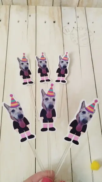 Topper para Docinhos Aniversário Cachorro com Foto 20un