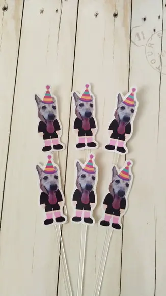 Topper para Docinhos Aniversário Cachorro com Foto 20un