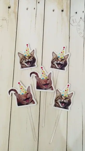 Topper para Docinhos Pet Gatos Divertidos com Foto 30 Unid