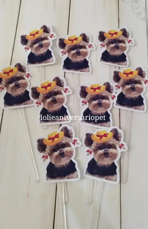 Topper para Docinhos Festa Junina Cachorro com Chapeuzinho