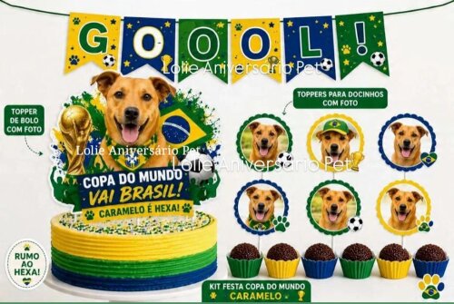 Kit Festa Aniversário Pet Copa do Mundo