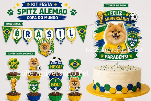 Kit Festa Aniversário Pet Copa do Mundo