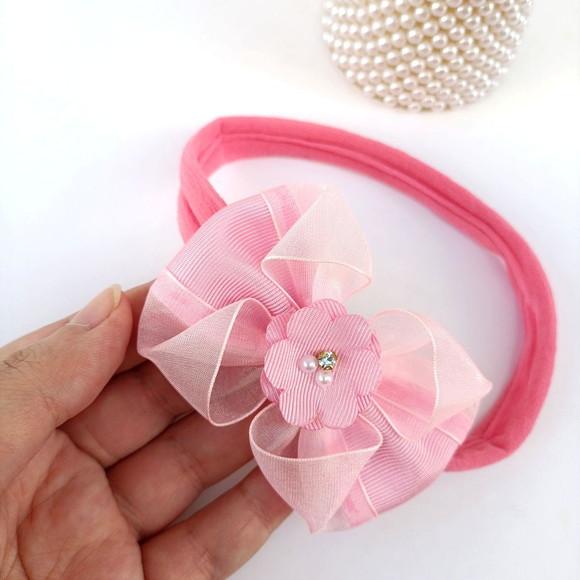 Faixa Aurora Bebê Recém Nascido Lacinho Rosa