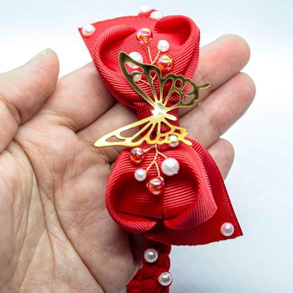 Faixa para Bebê Recém Nascido com Laço Vermelho
