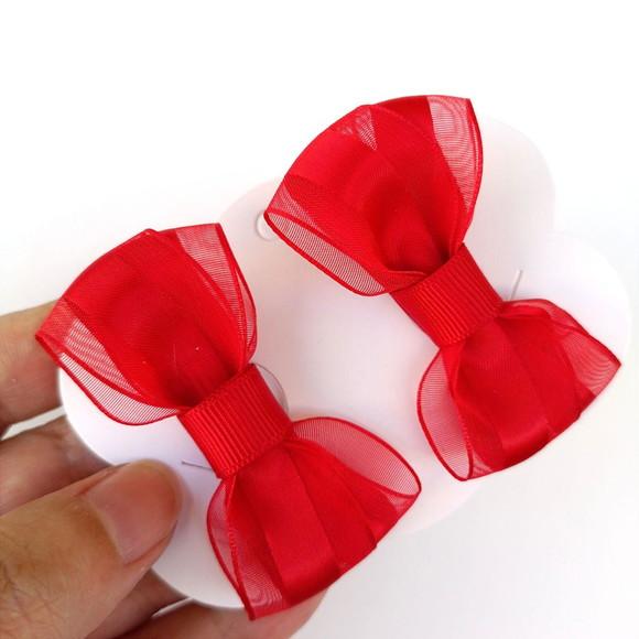 Parzinho Maria Alice Laço Vermelho de Organza e Cetim