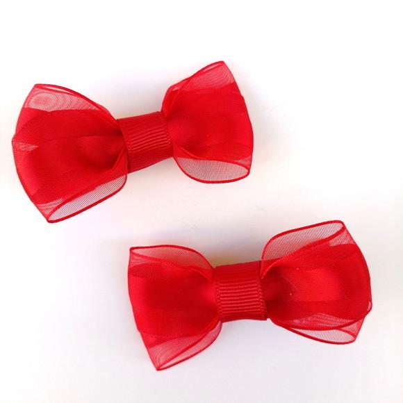 Parzinho Maria Alice Laço Vermelho de Organza e Cetim