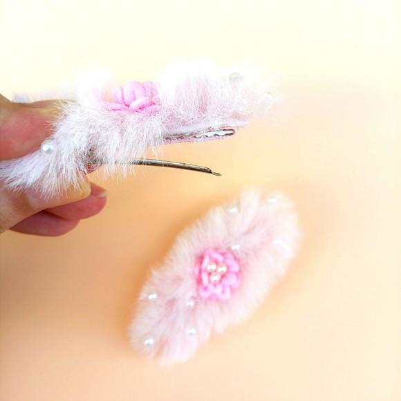 Parzinho Maria Eduarda Pompom Pelinhos Rosa