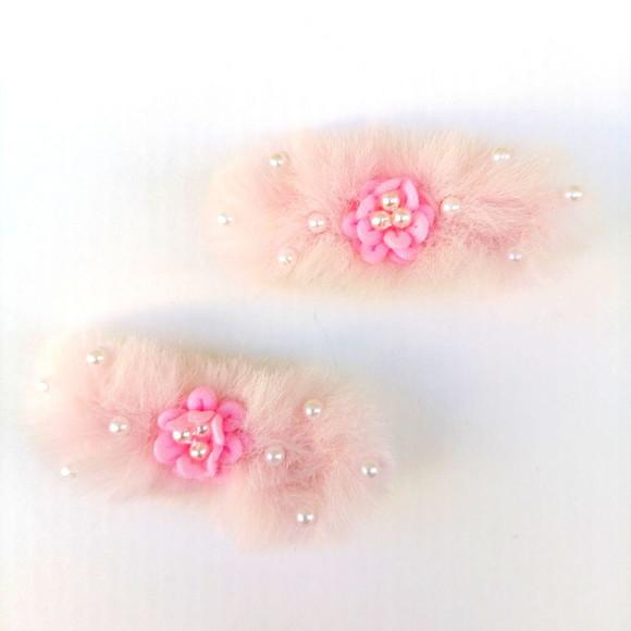 Parzinho Maria Eduarda Pompom Pelinhos Rosa