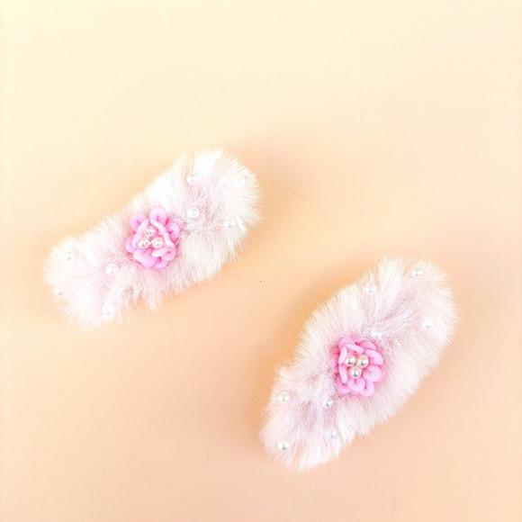 Parzinho Maria Eduarda Pompom Pelinhos Rosa
