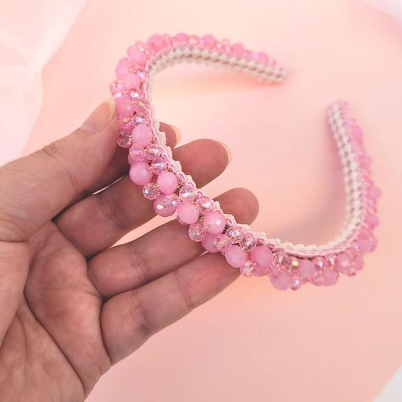 Tiara Arco de Cristal Rosa, para Adultos ou Criança