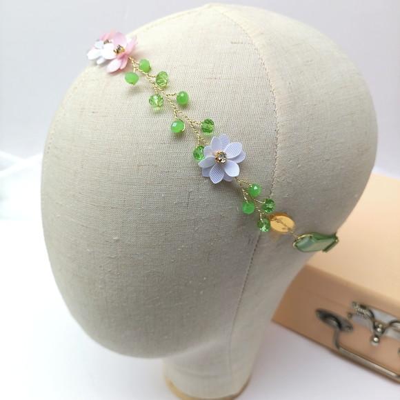 Tiara Bebê e Infantil Jade com Flores de Cetim