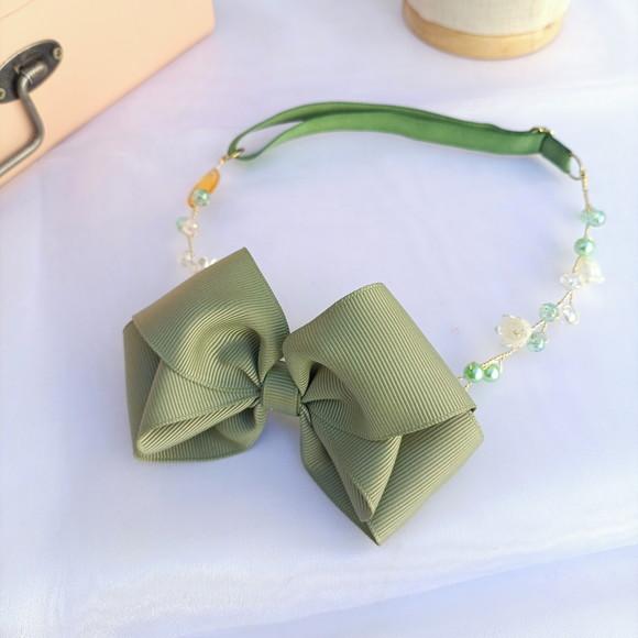 Tiara Caroline Aramada com Laço Verde Oliva