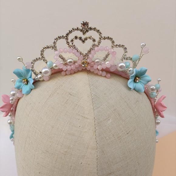 Tiara Coroa com Cristais e Flores