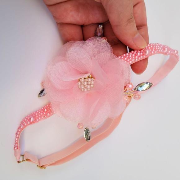 Tiara Faixa de Bebê e Infantil Lívia com Flor de Organza