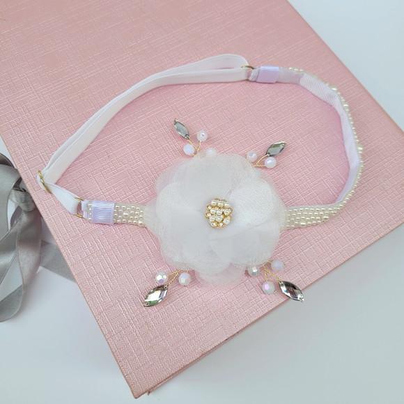 Tiara Faixa de Bebê e Infantil Lívia com Flor de Organza
