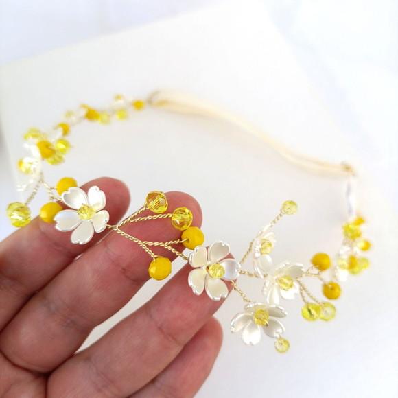Tiara Infantil Alicia Aramada com Florzinhas Peroladas