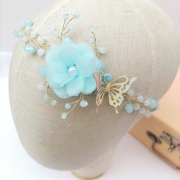 Tiara Infantil Antonella Aramada com Flor de Organza