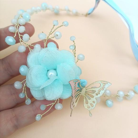 Tiara Infantil Antonella Aramada com Flor de Organza