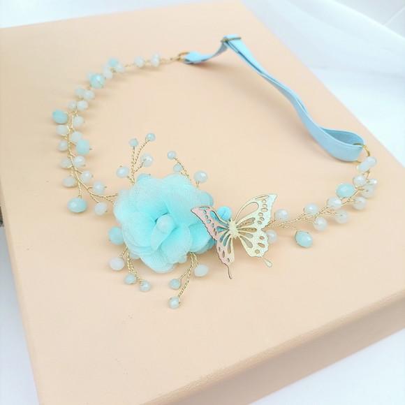 Tiara Infantil Antonella Aramada com Flor de Organza