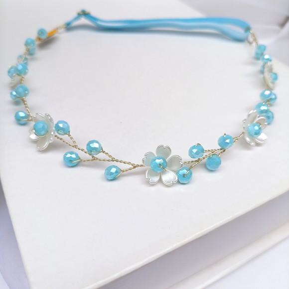 Tiara Infantil Ayla Aramada com Cristais Azul