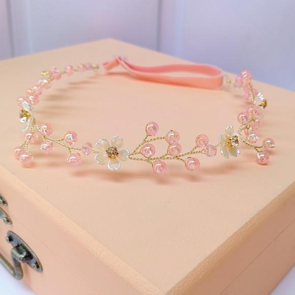 Tiara Infantil Bebê Andreza Cristais Rosa e Flores