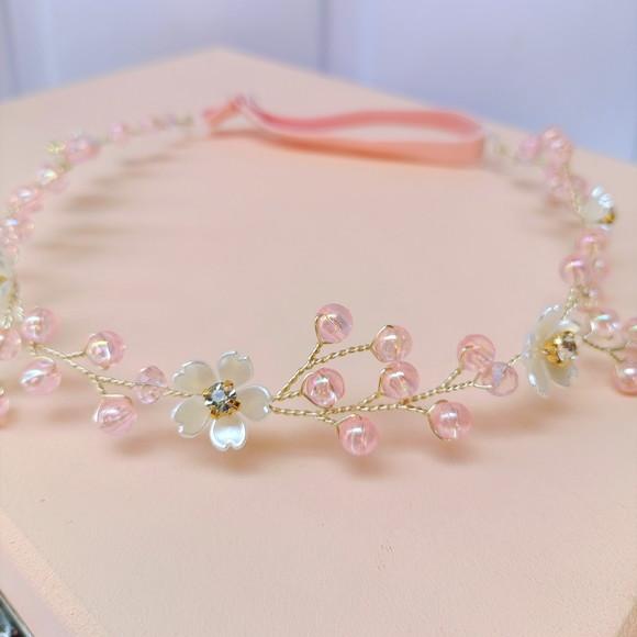 Tiara Infantil Bebê Andreza Cristais Rosa e Flores