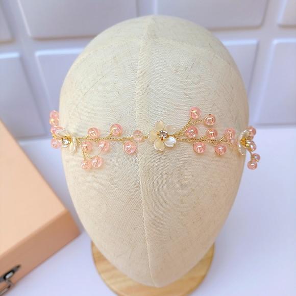 Tiara Infantil Bebê Andreza Cristais Rosa e Flores