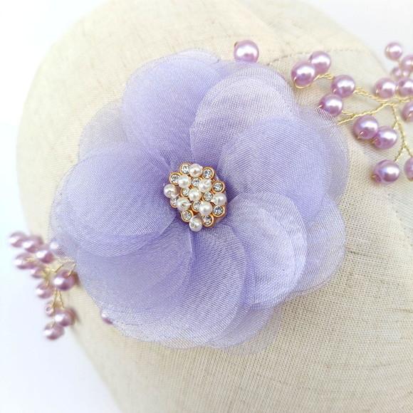 Tiara Infantil Bella com Pérolas e Flor