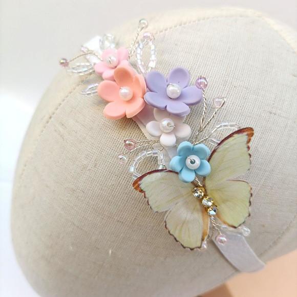 Tiara Infantil Clara com Flores de Porcelana